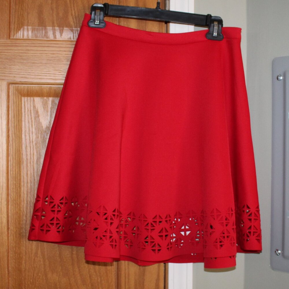 HyFve Women's Medium Bright Solid Red Cut-Out Skirt